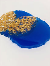 Load image into Gallery viewer, Blue and  Gold Coasters - Perfect for Barware or Decor (Set of 2)