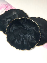 Load image into Gallery viewer, Black Marble Stone-like and Gold Agate Coasters - Perfect for Barware or Decor (Set of 2)
