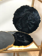 Load image into Gallery viewer, Black Marble Stone-like and Gold Agate Coasters - Perfect for Barware or Decor (Set of 2)