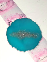 Load image into Gallery viewer, Teal Blue Inspired and Silver Coasters - Perfect for Barware or Decor (Set of 2)