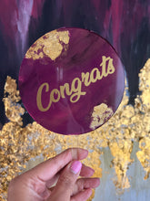 Load image into Gallery viewer, Round Acrylic Cake Topper, Personalized, birthdays, engagements, anniversaries