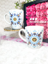 Load image into Gallery viewer, Mandala Hand Painted Barista Mug (Shade of Blue)