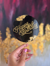 Load image into Gallery viewer, Round Acrylic Cake Topper, Personalized, birthdays, engagements, anniversaries