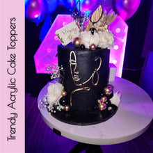 Load image into Gallery viewer, Line Art Women Acrylic Mirror Cake Toppers, Gold, Silver or Rose Gold, LaserCut Mirror Acrylic