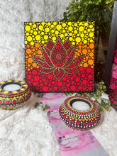 Load image into Gallery viewer, Red and Yellow Lotus Dot Paintings Hand Painted Canvas | Wall art