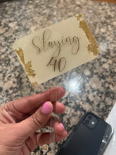 Load image into Gallery viewer, Hexagon Acrylic Cake Topper, Personalized, birthdays, engagements, anniversaries