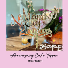 Load image into Gallery viewer, Acrylic Mirror Cake Toppers, Gold, Silver or Rose Gold, Lasercut Mirror Acrylic