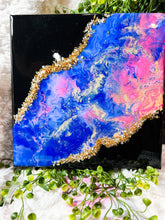 Load image into Gallery viewer, Blue Galaxy Resin and Stone Canvas decor