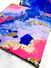 Load image into Gallery viewer, Blue Galaxy Resin and Stone Canvas decor