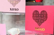 Load image into Gallery viewer, Hot Foil Valentine's Day Card, XOXO handmade card