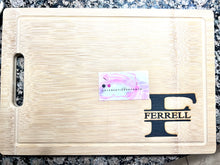 Load image into Gallery viewer, Personalized rectangular Wooden Cutting Board/charcuterie board/ housewarming and wedding gifts.