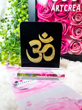Load image into Gallery viewer, Gold engraved black Acrylic Signs - OM OR OM w/ Gayatri Mantra
