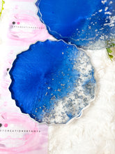 Load image into Gallery viewer, Blue and Silver Coasters - Perfect for Barware or Decor (Set of 2)