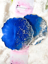 Load image into Gallery viewer, Blue and Silver Coasters - Perfect for Barware or Decor (Set of 2)