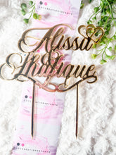 Load image into Gallery viewer, Acrylic Mirror Cake Toppers, Gold, Silver or Rose Gold, Lasercut Mirror Acrylic