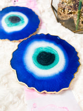 Load image into Gallery viewer, Evil Eye Agate like Coasters (Can be Personalized) - Perfect for Barware or Decor (Set of 2)