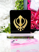 Load image into Gallery viewer, Gold engraved black Acrylic Signs - Khanda
