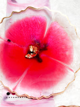 Load image into Gallery viewer, Pink Flower Coaster set (Can be Personalized) - Perfect for Barware or Decor (Set of 2)