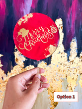 Load image into Gallery viewer, Christmas and Happy Holidays Round Acrylic Cake Topper