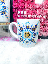 Load image into Gallery viewer, Mandala Hand Painted Barista Mug (Shade of Blue)
