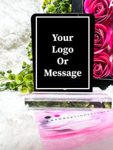 Load image into Gallery viewer, Personalized Silver engraved black Acrylic Signs - logo