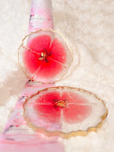 Load image into Gallery viewer, Pink Flower Coaster set (Can be Personalized) - Perfect for Barware or Decor (Set of 2)