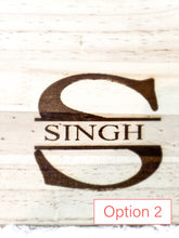 Load image into Gallery viewer, Personalized Wooden Cutting Board/charcuterie board/ housewarming and wedding gifts.