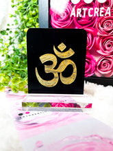 Load image into Gallery viewer, Gold engraved black Acrylic Signs - OM OR OM w/ Gayatri Mantra