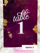 Load image into Gallery viewer, Personalized Hand Painted Acrylic Table Signs - Perfect for Engagements, Wedding, Anniversaries, Birthdays, Graduations