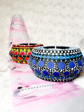 Load image into Gallery viewer, Mandala Candle Holders, Candle Holders, Resin Candle Holders (Shades of Blue)