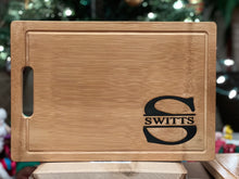 Load image into Gallery viewer, Personalized rectangular Wooden Cutting Board/charcuterie board/ housewarming and wedding gifts.