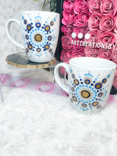 Load image into Gallery viewer, Mandala Hand Painted Barista Mug (Shade of Blue)