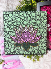 Load image into Gallery viewer, Pink and Sage Lotus Dot Paintings Hand Painted Canvas | Wall art