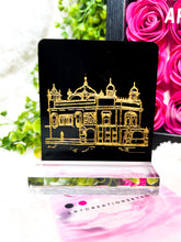 Load image into Gallery viewer, Gold engraved black Acrylic Signs - Harmandir Sahib