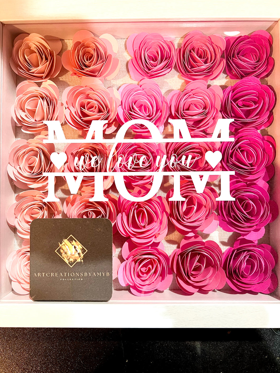 We Love you MOM Personalized Shadowbox with Paper Flowers | Mother's Day Gift | Birthday Gift | Anniversary Gift