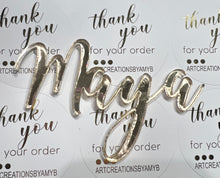 Load image into Gallery viewer, Acrylic Mirror Name Cake Toppers, Gold, Silver or Rose Gold, Lasercut Mirror Acrylic
