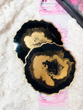 Load image into Gallery viewer, Black and Gold Marble Stone-like and Gold Agate Coasters - Perfect for Barware or Decor (Set of 2)

