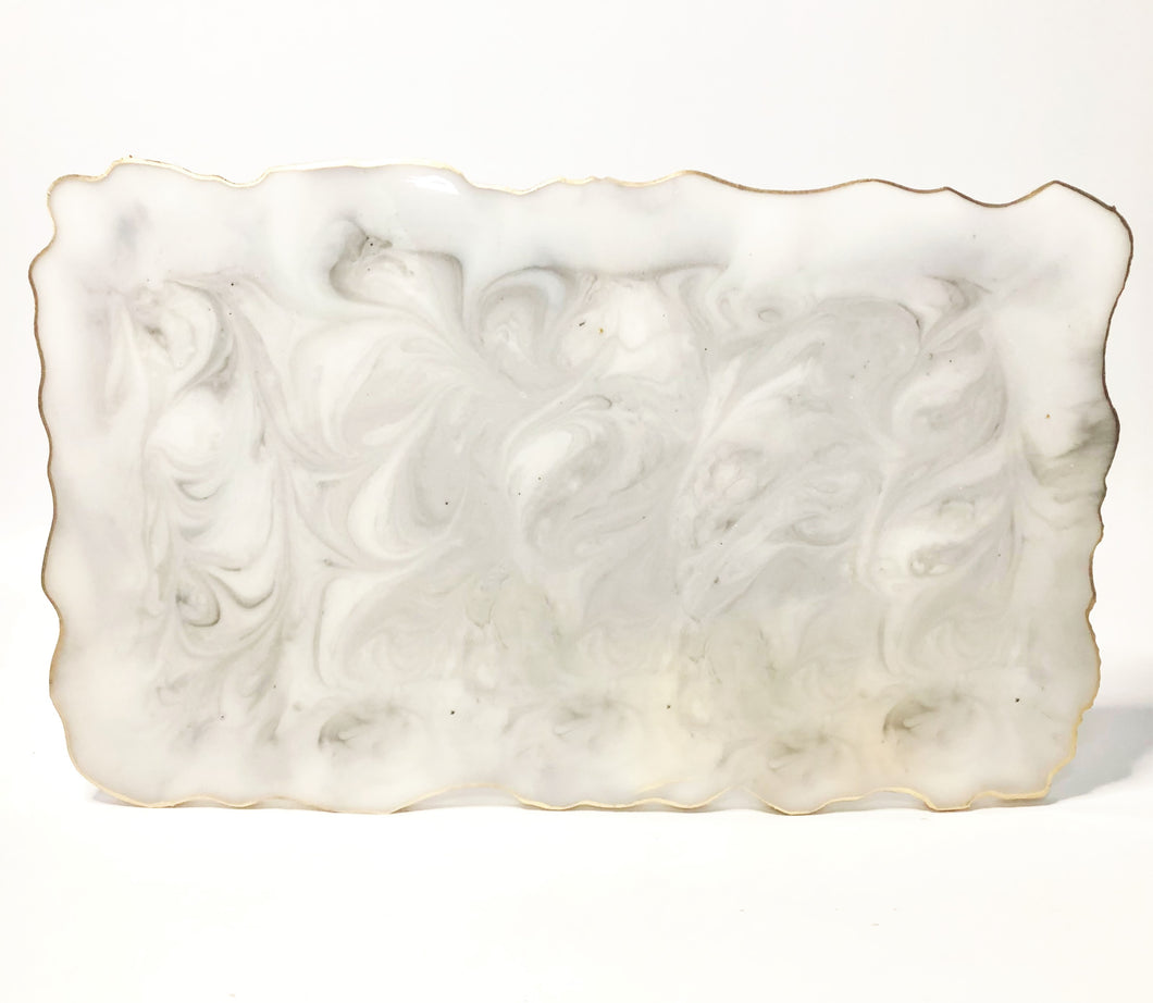 White Marble and Gold Tray - Perfect for jewelry or decor