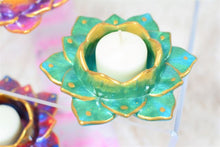 Load image into Gallery viewer, Diya Holders, Diwali Candle Holders, Lotus Candle Holders made with Resin (set of 2)
