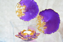 Load image into Gallery viewer, Purple Haze and Gold  Coasters - Perfect for Barware or Decor (Set of 2)
