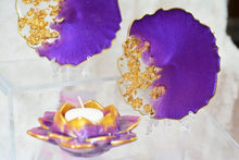 Load image into Gallery viewer, Purple Haze and Gold  Coasters - Perfect for Barware or Decor (Set of 2)
