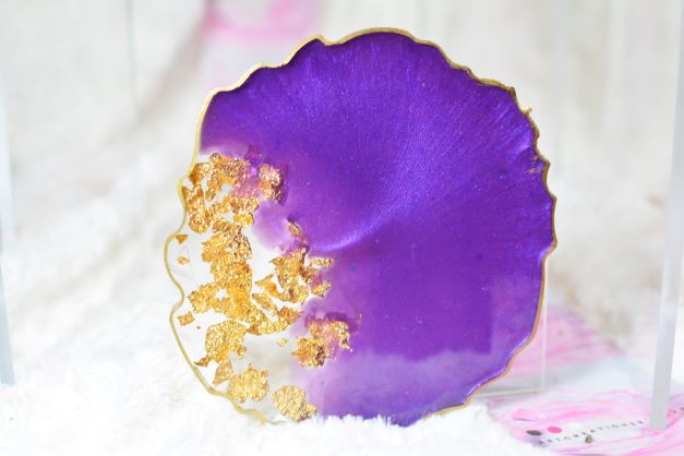 Purple Haze and Gold  Coasters - Perfect for Barware or Decor (Set of 2)