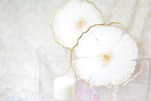 Load image into Gallery viewer, White Flower Coaster set (Can be Personalized) - Perfect for Barware or Decor (Set of 2)
