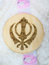 Load image into Gallery viewer, Khanda, Ik Onkar, Om Mandala Engraved/Carved Wooden Signs
