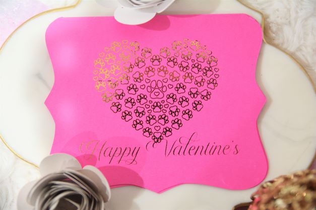 PAWS Happy Valentine's Day Hot Foil Valentine's Day Card hand made card