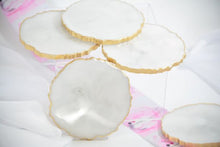 Load image into Gallery viewer, White Marble Stone-like and Gold Agate Coasters - Perfect for Barware or Decor (Set of 2)
