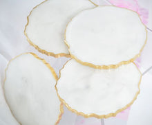 Load image into Gallery viewer, White Marble Stone-like and Gold Agate Coasters - Perfect for Barware or Decor (Set of 2)
