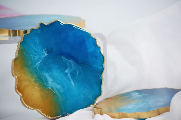 Golden Beach with Waves Coasters - Perfect for Barware or Decor (Set of 2)