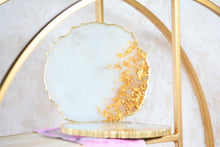 Load image into Gallery viewer, White Marble Stone-Like and Gold Leaf Coasters - Perfect for Barware or Decor (Set of 2)
