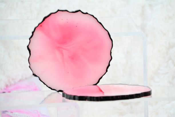 Pink Marble Love Coasters - Perfect for Barware or Decor (Set of 2)